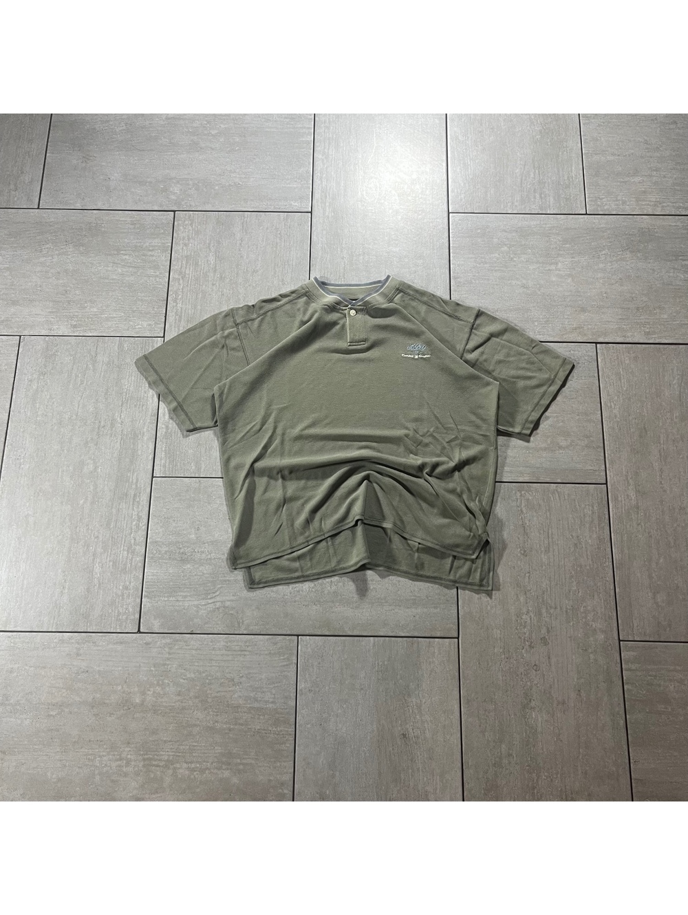 Vintage Mossimo Olive Green Short Sleeve Henley Shirt XL